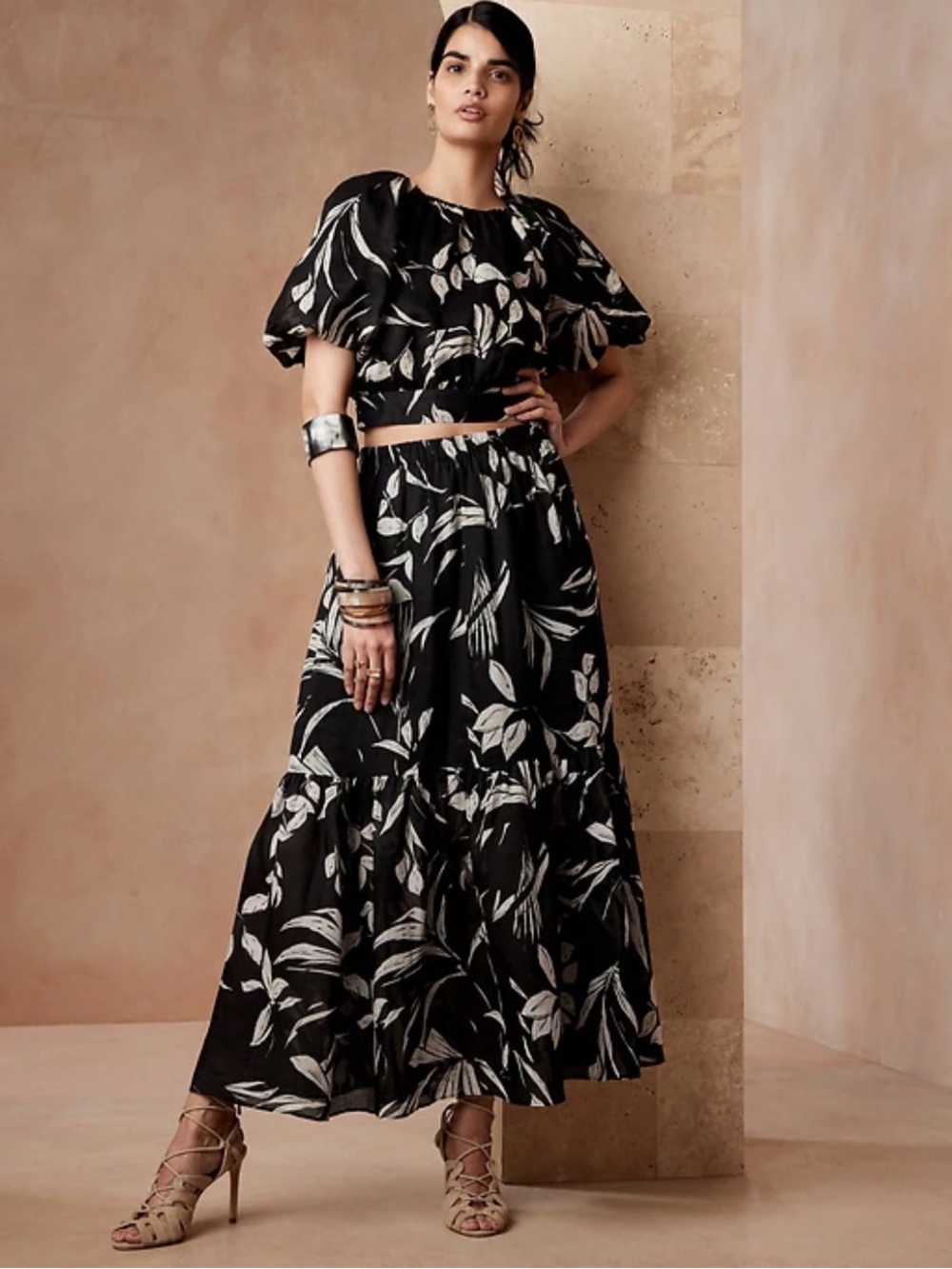 Banana Republic Ramie Maxi Skirt and Crop Top Set